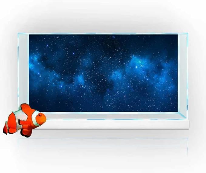 36X18IN Starry Aquarium Background, Art Starry Fish Tank Decorations Background, with 8 EVA Double-Sided Tape