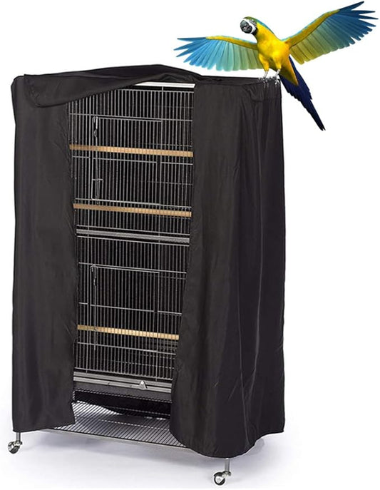 Extra Large Bird Cage Cover Breathable Waterproof Material Universal Black-Out Bird Parrot Cover Good Night Birdcage Cover Sleep Helper for Parrots Parakeets Budgies Macaw (40x27x48in)