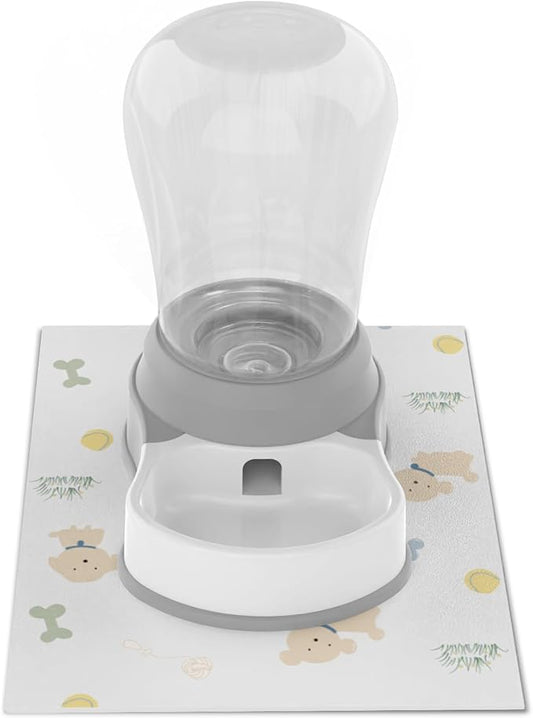 1.6 Gallon Automatic Dog Water Dispenser, Premium Large Capacity Gravity Pet Water Bowl with Non-Slip Mat for Multiple Pets, BPA-Free Cat Water Feeder for Large Dogs, Refill Less Often, Grey