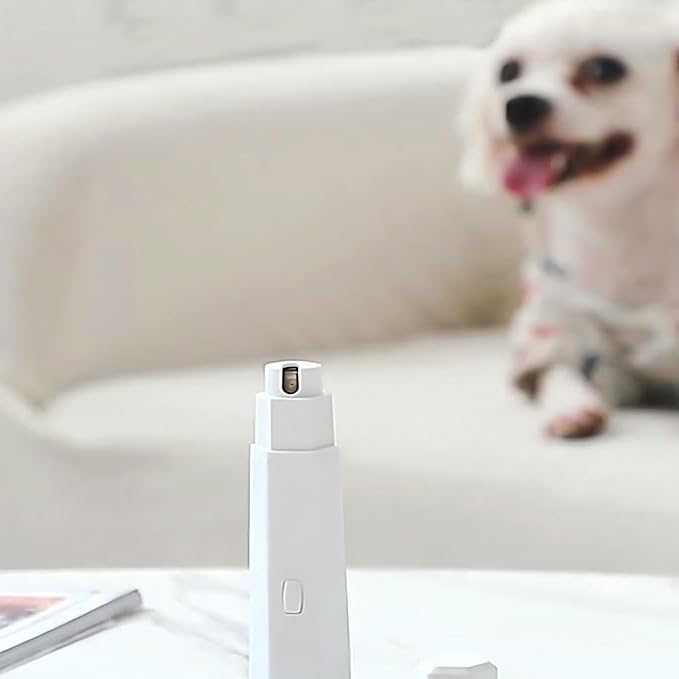 Quiet Rechargeable Pet Nail Grinder - Dog Nail Clippers and Grinder - with LED Lights and Quick Sensor, Diamond-Tip Dust Collector, Suitable for Large Dogs, Small Cats, and Rabbits (Pink)