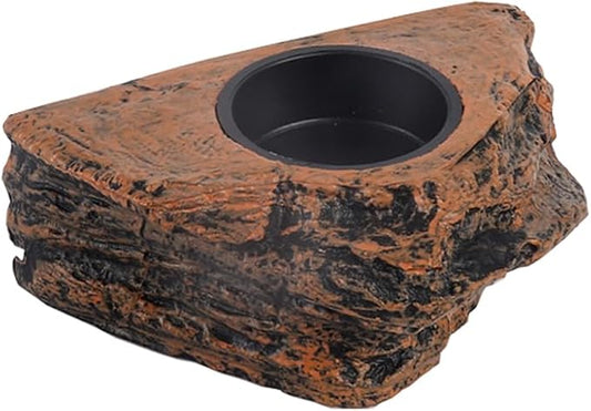 Reptile Magnetic Feeder Ledge, Reptile Food and Water Dish with Bowl Feeding Cups for Lizards, Crested Gecko, Lizard and Chameleons Pets, Easy Install Terrarium Tank Accessory (Single Feeder)