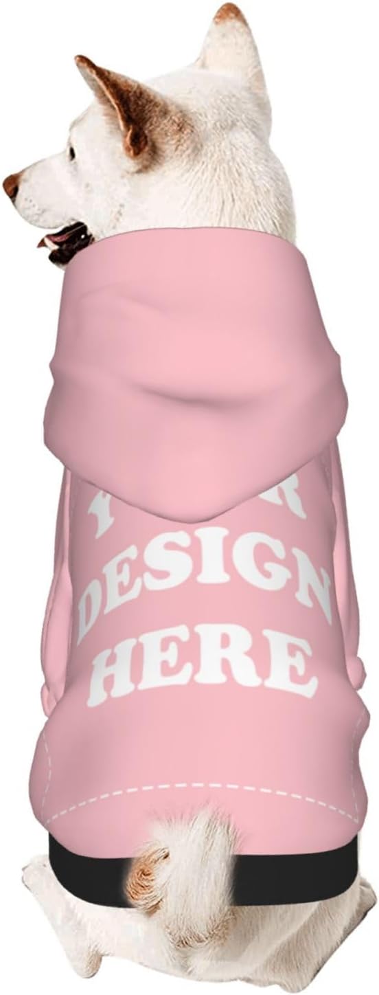 Personalized Dog Hoodie, Custom Dog Costumes for Small Dogs, Holiday Happy Dog Clothes Football Pet Shirt Sweater with Name Number for Girl/Boy Cats/Kitten, Pink, XS