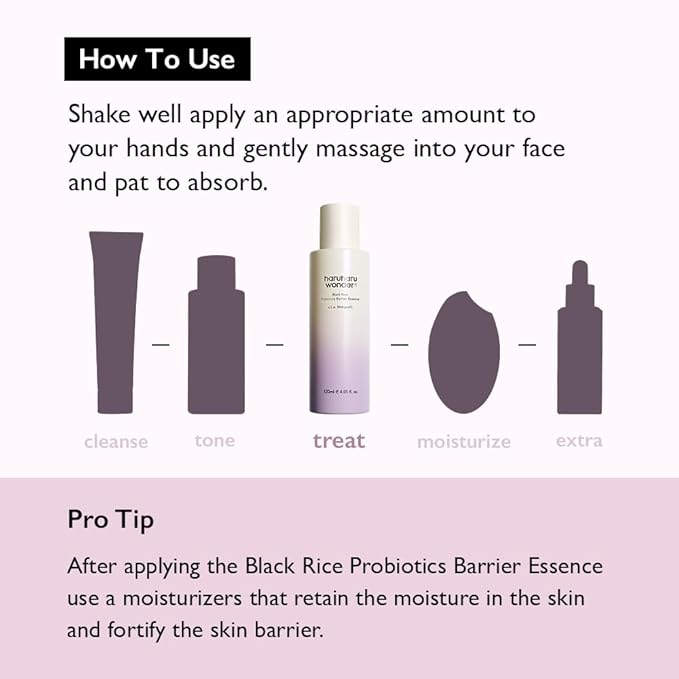 haruharu Wonder Black Rice Probiotics Barrier Essence 1.01 fl. oz., Travel Size Essence Toner to Strengthen Skin Barrier with Ceramides, Soothing, Moisturizing, Plumping, Korean Skincare