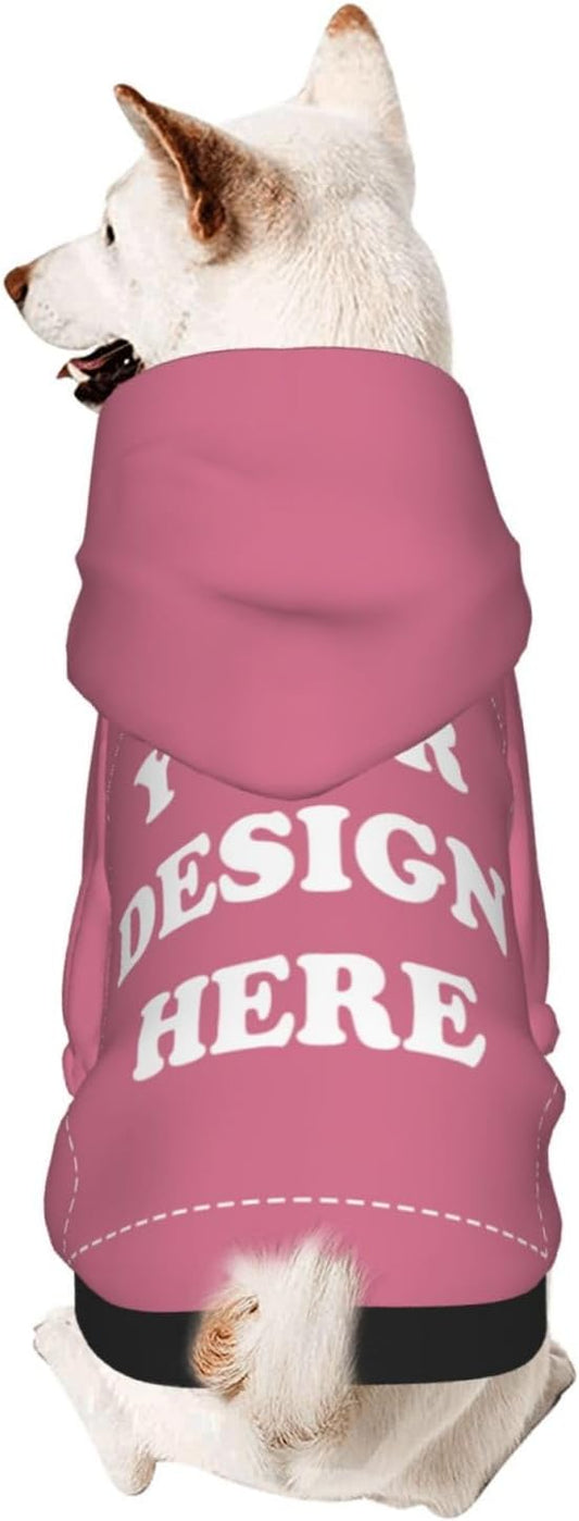 Personalized Chihuahua Dog Hoodie, Custom Pet Warm Sweatshirt Costume with Name Number Photo, Customize ID Clothes for Pupppy Kitten Dogs Cats, DarkPink, S