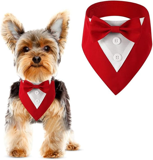 Formal Dog Tuxedo Adjustable Pet Collar with Bow, Small, Medium and Large Dog Wedding Clothing, Birthday Gifts