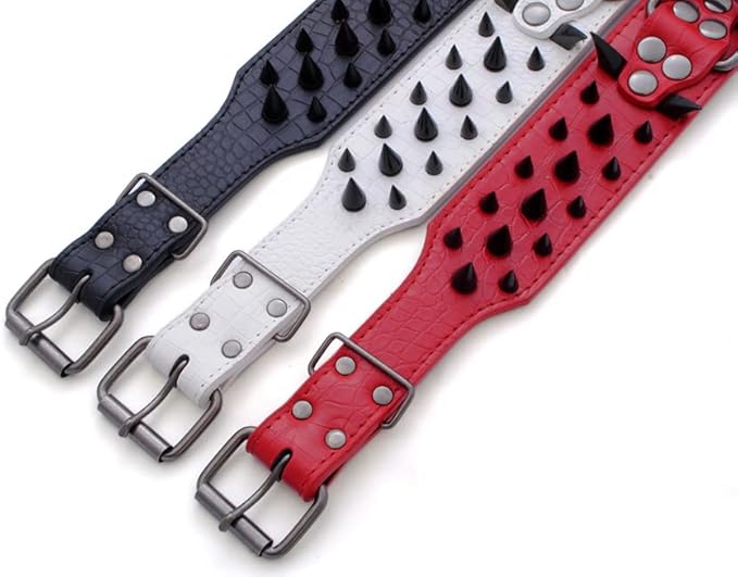 Serijoars Spiked Studded Dog Collar, PU Leather Dog Collar, Adjustable Pet Collars for Medium or Large Breed Pet (S, Pink3)