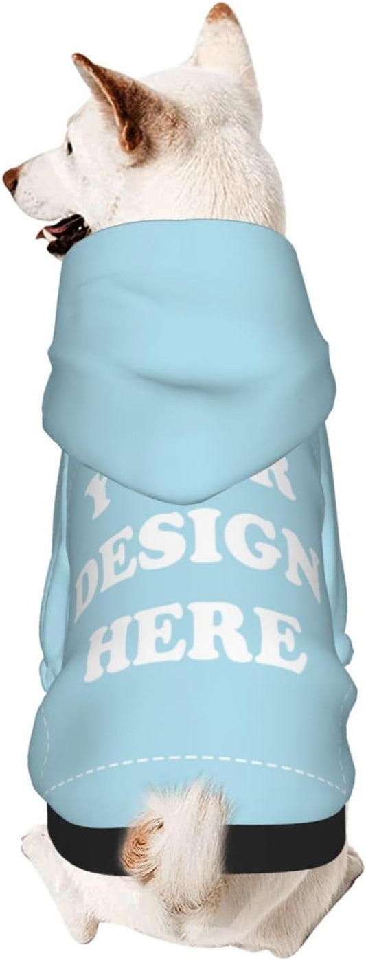 Personalized Dog Hoodie, Custom Dog Costumes for Small Dogs, Holiday Happy Dog Clothes Football Pet Shirt Sweater with Name Number for Girl/Boy Cats/Kitten, LightBlue, L