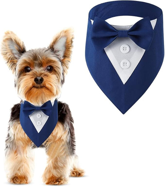 Dog Tuxedo, Formal Dog Wedding Bandana Adjustable Pet Collar with Bow, Small, Medium and Large Wedding Clothing, Birthday Gifts for Dogs