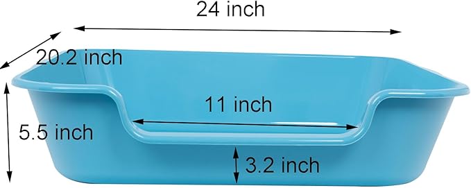 2 Pack of Extra Large Cat Litter Box (ABS Material), Low Entry Senior Litter Pen for Geriatric Kitty Big Cats, Jumbo Pet Safe Litter Boxes Tray for Indoor Pets Potty (Gray, 24" L x 20" W)
