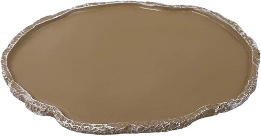 UEETEK Reptile Water Dish: Resin Bowl for Snakes, Turtles, Lizards, 7 x 5.5 x 0.3 inch