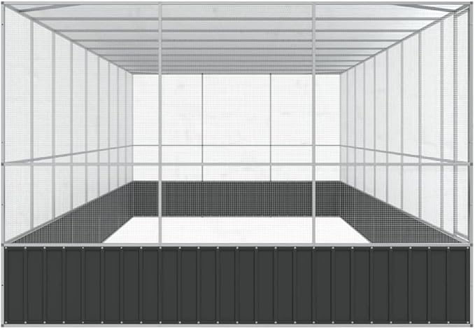 Large Metal Heavy Duty Walk-in Aviary Cage with Extension, Ample Activity Space Bird Cage with Lockable Door Also for Chickens and Rabbits, Silver 366.9"x120.9"x83.5" Steel,-526