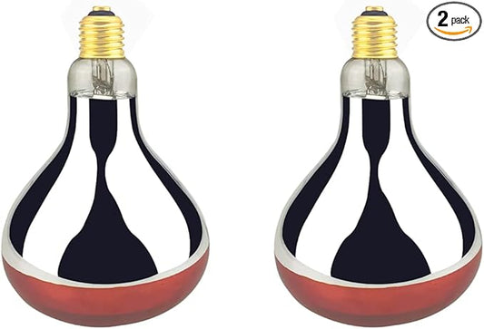 Heat Lamp Bulb R40 125 Watt 2 Pack Painted Red Infrared Glass Lamp Bulb for Food Service, Brooder Bulb, Chicks, Pet, Bathroom.
