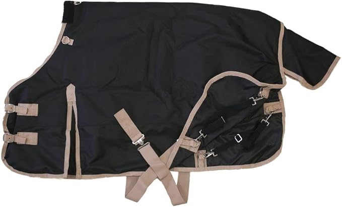 AJ Tack 1200D Waterproof Winter Pony Blanket - 300g Heavyweight Turnout with Fleece Collar, Shoulder Gussets & Tail Flap - Turquoise 56"