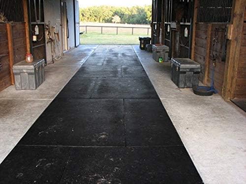 American Floor Mats - Heavy Duty Horse Mats - Slip Resistant, Durable - Black - 14" x 14" Square Tiles - 49 Tiles Total - 0.375" Thick