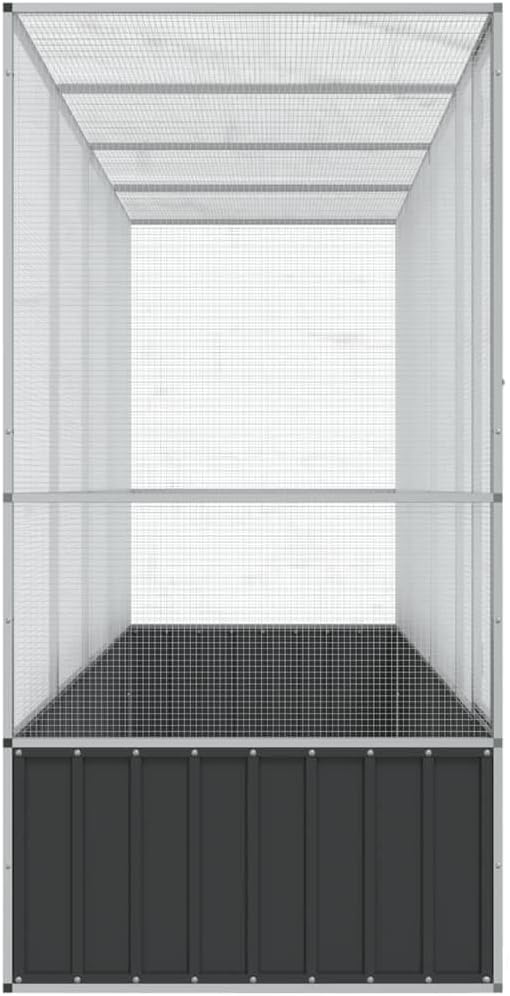 Large Metal Heavy Duty Walk-in Aviary Cage with Extension, Ample Activity Space Bird Cage with Lockable Door Also for Chickens and Rabbits, Silver 164.8"x42.1"x83.5" Steel,-407