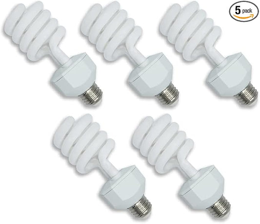 lumenivo 23 Watt UVB Reptile Light 5.0 23W Spiral Reptile Heat Terrarium Light Bulbs for Turtles, Gecko, Tortoise, Snake, Lizard, Chameleons, and Insects - 120V - 5 Pack