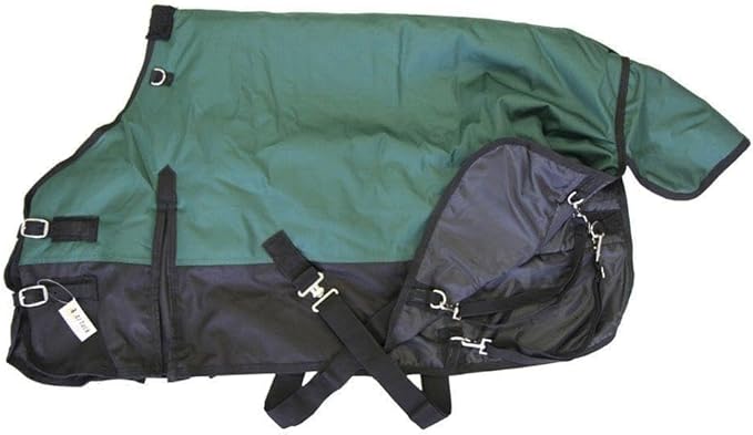 AJ Tack 1200D Waterproof Winter Pony Blanket - 300g Heavyweight Turnout with Fleece Collar, Shoulder Gussets & Tail Flap - Black 50"