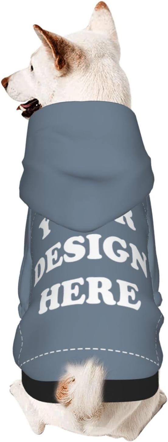 Personalized Chihuahua Dog Hoodie, Custom Pet Warm Sweatshirt Costume with Name Number Photo, Customize ID Clothes for Pupppy Kitten Dogs Cats, SlateGray, XS