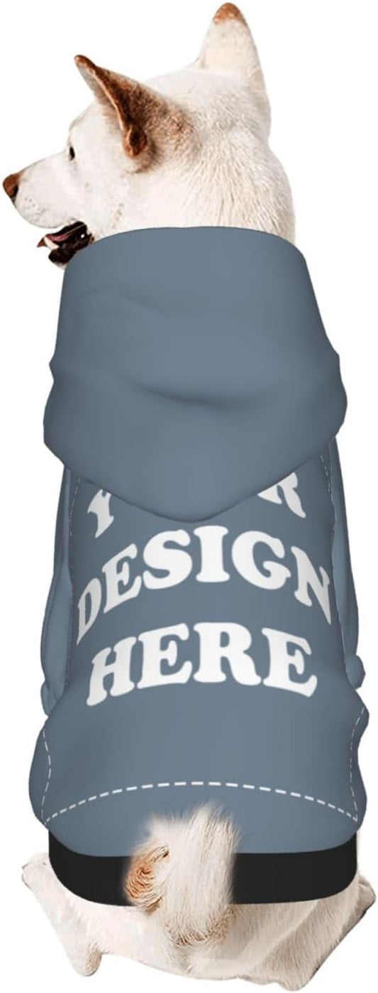 Personalized Chihuahua Dog Hoodie, Custom Pet Warm Sweatshirt Costume with Name Number Photo, Customize ID Clothes for Pupppy Kitten Dogs Cats, SlateGray, XS