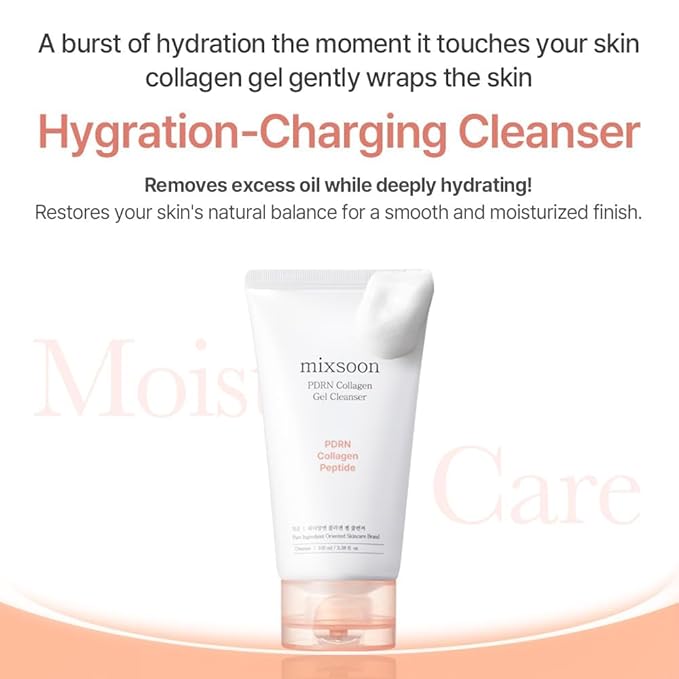 mixsoon PDRN Collagen Gel Cleanser 3.38 Fl. Oz / 100ml Deep Pore Cleansing Lightweight Daily Gel Cleanser Face Wash for All Skin Types Korean Glass Skin Care