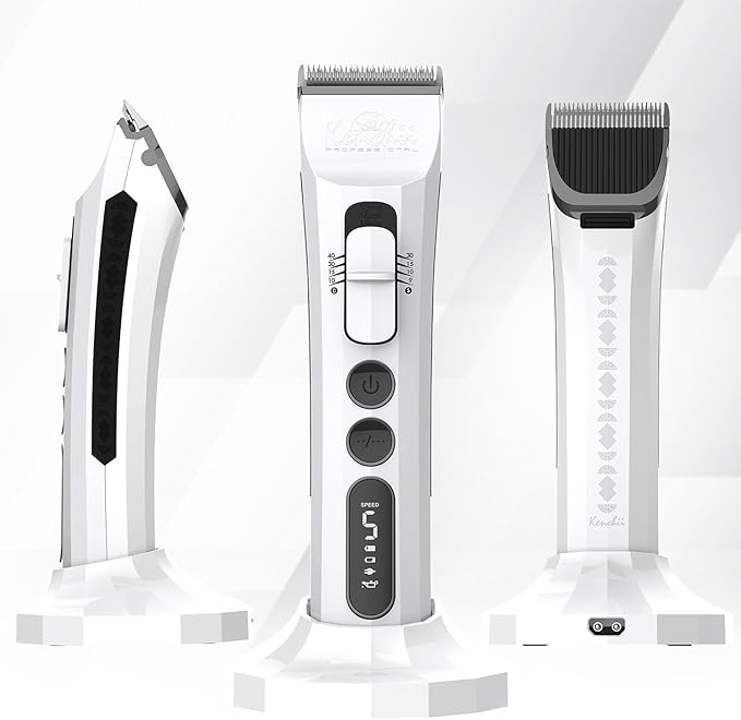 Kenchii Flash Dog Clippers for Grooming 4-in-1 Digital Cordless Cat & Dog Grooming Clipper for Pet Care, Precision Pet Grooming Trim, Shape, and Style Effortlessly, White