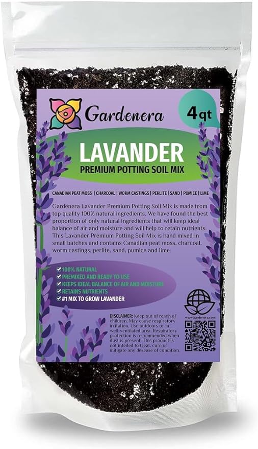 Gardenera Lavender Planting Mix - Promote Healthy Root Development and Aromatic Flowers - 4 QUARTS