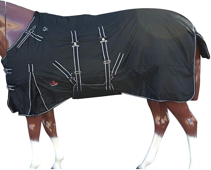 HILASON Black 78 in 1200D Winter Waterproof Poly Horse Turnout Blanket Belly Wrap
