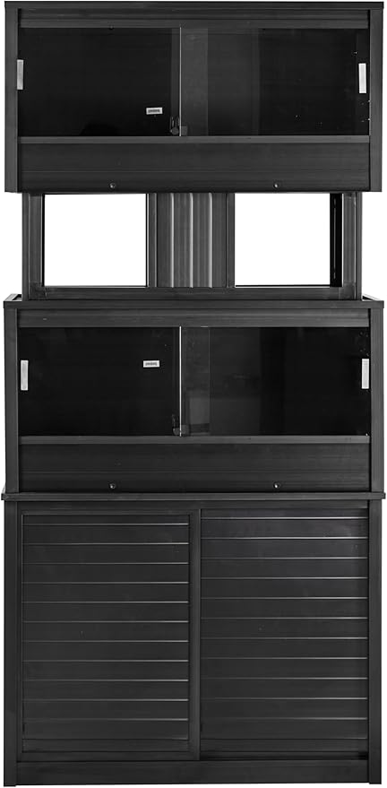 New Age Pet ECOFLEX Two Medium Reptile Enclosures with Matching Stacker and Cabinet Stand Set in Black