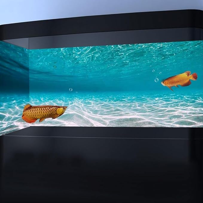 72X16IN Natural Undersea Aquarium Background, Undersea Beach Fish Tank Background, with 8 EVA Double-Sided Tape