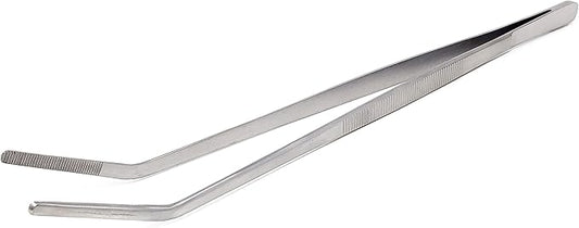 A2Z-Aquascaping Maintenance Tools Accessories,Anti-Rust Stainless Steel Tweezers Scissors Spatula for Aquarium Tank Clean, Fish Tank, Bonsai, Algae Scrapers (12" Serrated Tweezers - Angled)