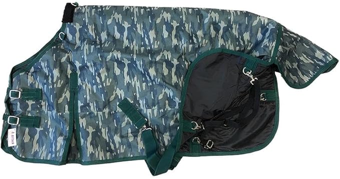AJ Tack 1200D Waterproof Winter Pony Blanket - 300g Heavyweight Turnout with Fleece Collar, Shoulder Gussets & Tail Flap - Camouflage 58"