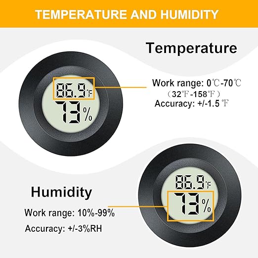 6 Pack Hygrometer Thermometer Digital Humidity Meter Indoor/Outdoor Humidity Monitor Reptile Thermometer for Greenhouse Humidors Terrarium Jars ℉/ ℃(6)