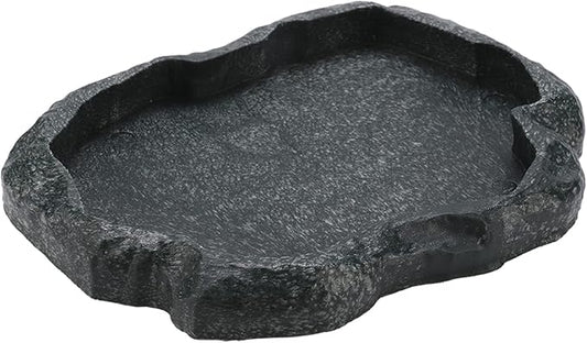 AYNEFY Reptile Food Water Rock Bowls,Resin Reptile Feeder Lizard Feeding Dish Amphibian Feeder Bowl Terrarium Decor for Bearded Dragons Leopard Gecko Frog Snake(Emerald