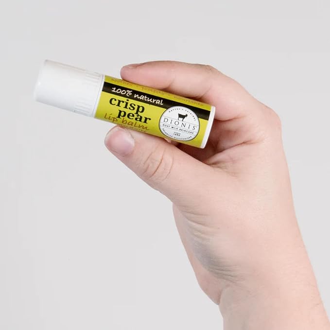 Dionis Goat Milk Skincare Crisp Pear Holiday Lip Balm Gift Set - Beeswax, Shea Butter & Coconut Oil Lip Care Products Made in The USA - Cruelty Free Lip Moisturizer for Chapped Lips, 0.28oz 3 Pack