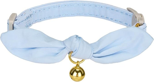 Bunny Ear Cat Collar with Bell and Bow Tie, Breakaway Cute Bowtie Kitten Collars(Blue)