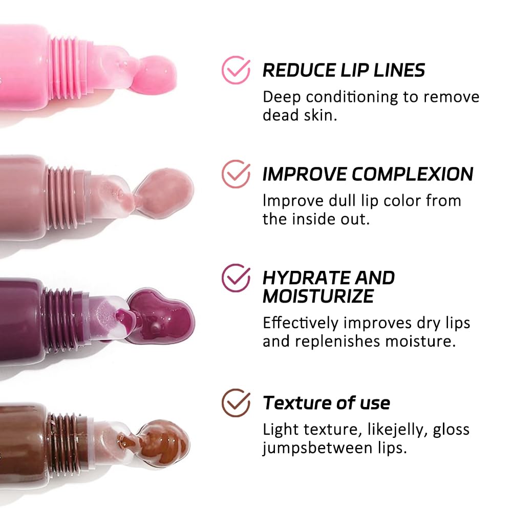 1Pcs Tinted Lip Balm Serum Makeup, Squeeze Hydrating Tint Lips Balms Serum Cosmetic, Women Care Glossy Nourishing Plumping Lip Stain Gloss Lipstick, Suitable for dry lips, Long-Lasting Color 02