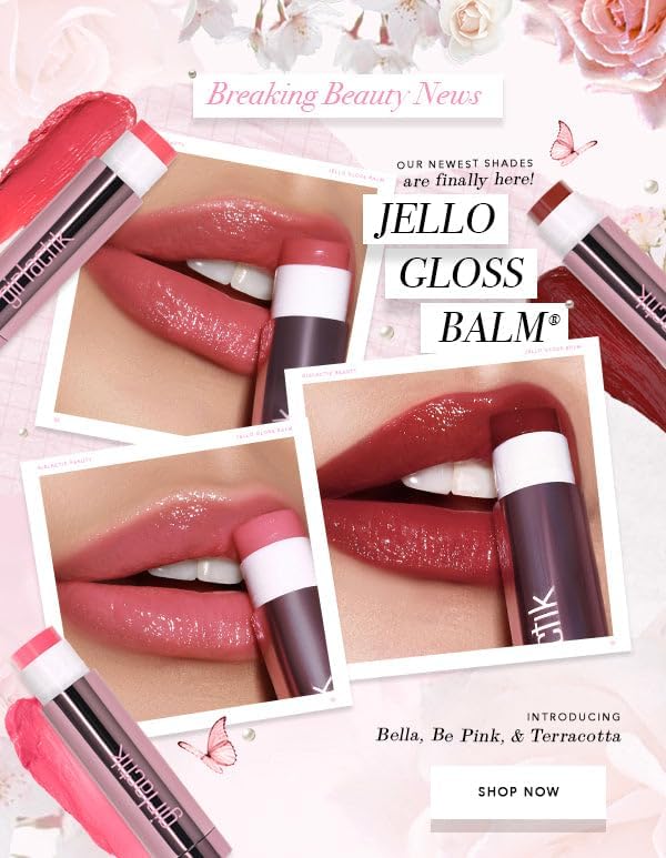 Girlactik Jello Gloss Lip Balm - Original Lip Care with Vitamin E, Aloe Vera, Avocado and Apricot Kernel Oil for Hydrating, Moisturizing Lip Balm with Glossy, Smooth, 4.5 g / 0.15 oz (Bella)