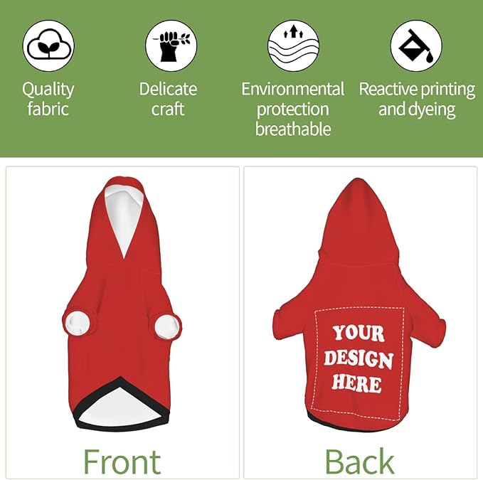 Dog Costume, Custom Dog Hoodie, Dog Name Costume Holiday Pet Pajamas Outfit, Personalized Pet Coat Costumes for Small Medium Large Dogs and Cats for Winter, Red, XXS