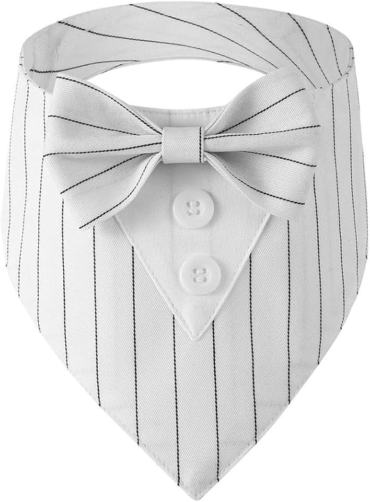 Dog Tuxedo, Adjustable Formal Wedding Outfit Bandana Dog Tux Collar with Bow Tie, Pet Birthday Valentines Outfit Cosplay(Small)