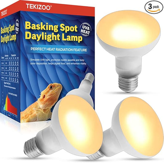 Reptile Heat Lamp UVA Basking Daylight Spot Bulb for Amphibian,Lizard,Tortoise,Bearded Dragon 50W(3 Pack)
