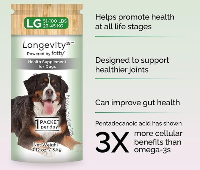 Yummy Combs Longevity15 – C15:0 – Fatty Acid Health Supplement for Dogs – Healthy Pet Supplies – for Small Dogs, 1 Pack