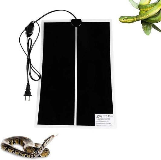 Reptile Heating Mat with Temperature Adjustment, Waterproof Reptile Heat Pad Under Tank Terrarium Heater for Amphibians, Small Animals, Seeding (20W - 16.5 x 11 in)