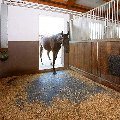 American Floor Mats - Heavy Duty Horse Stall Tiles - Thick, Durable Rubber Flooring - Solid Black - 6' x 6' Set of 9 Tiles (2' x 2' Each, 0.75" Thick)