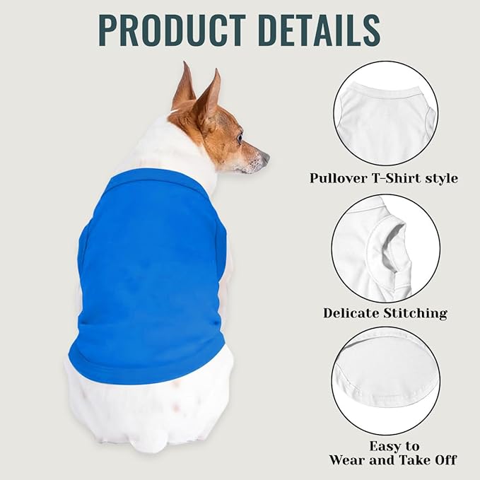 Custom Dog Shirt Pet T Shirts for Small Medium Large Dogs Customized Clothes with Image Logo Text Breathable Sleeveless Tank Top Personalized Outfits Puppy Apparel Blue, 3XL