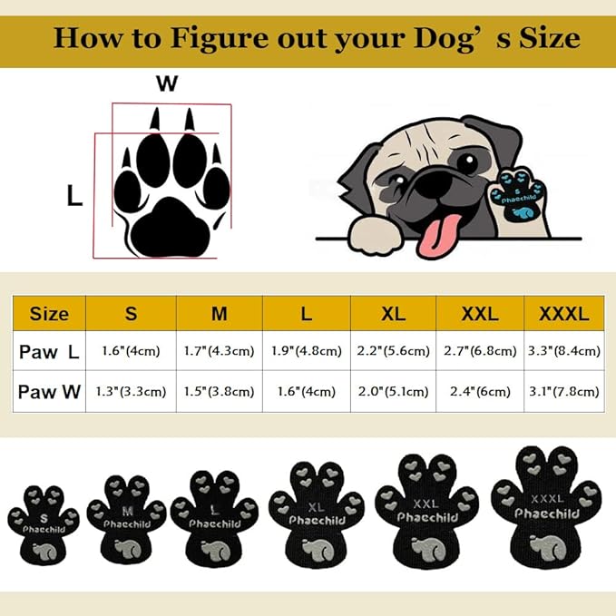 Dog Paw Pads Anti-Slip Grips,Dog Paw Protectors for Senior Dogs on Hot Pavement,Provides Traction to Keep Them from Slipping on Smooth Floors 20 sets-80 Pads Black XXL