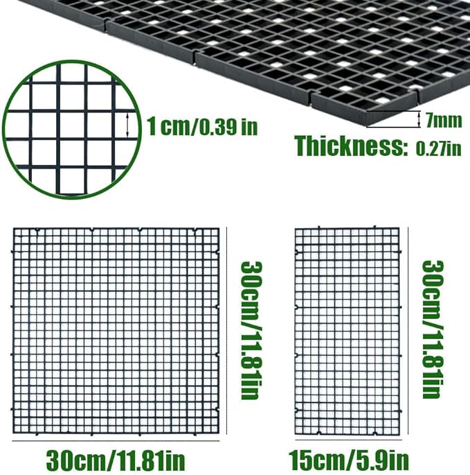 LINLAN 12 Pieces 5.9x11.8in (15X30cm) Aquarium Grid Plastic, Fish Tank Divider, Egg Crate for DIY Filtration and Bottom Protection in Aquascaping (White-No Accessories)