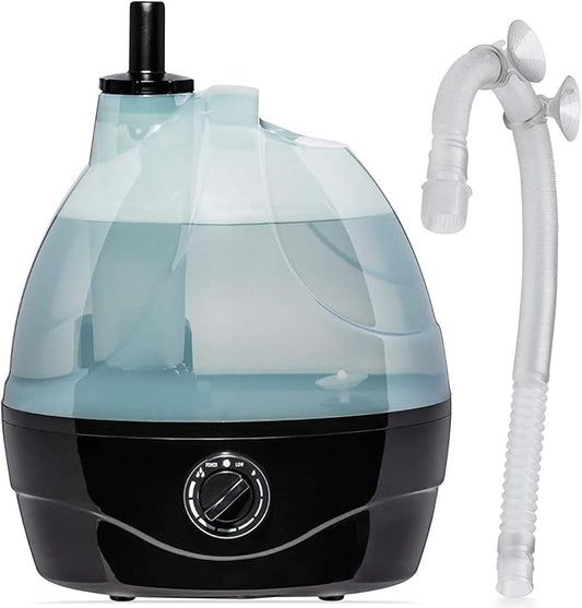 Evergreen Pet Supplies Reptile Fogger & Humidifier - Adjustable Fog Output for Mini Terrarium Fogger - 2 L Tank with Auto Shut-Off for Tortoise Humidifier - 2 L, Black/Clear