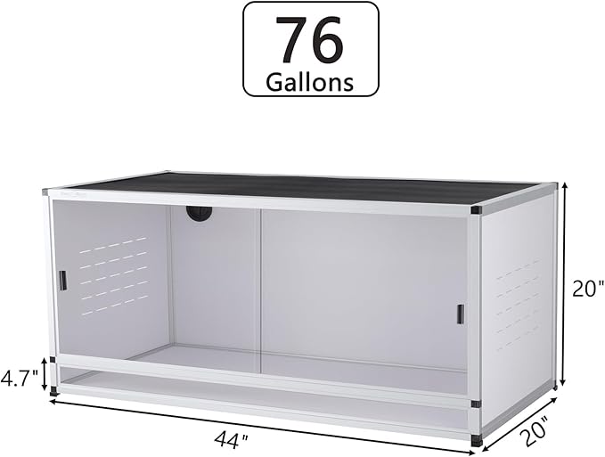 PVC Reptile Enclosure 44''x20''x20''Stackable Space Efficient ToxiRium Large Reptile Terrarium 76 Gallons for Bearded Dragon Gecko Lizard Snake,Vivarium with Sliding Doors Lock-2pcs with spacers