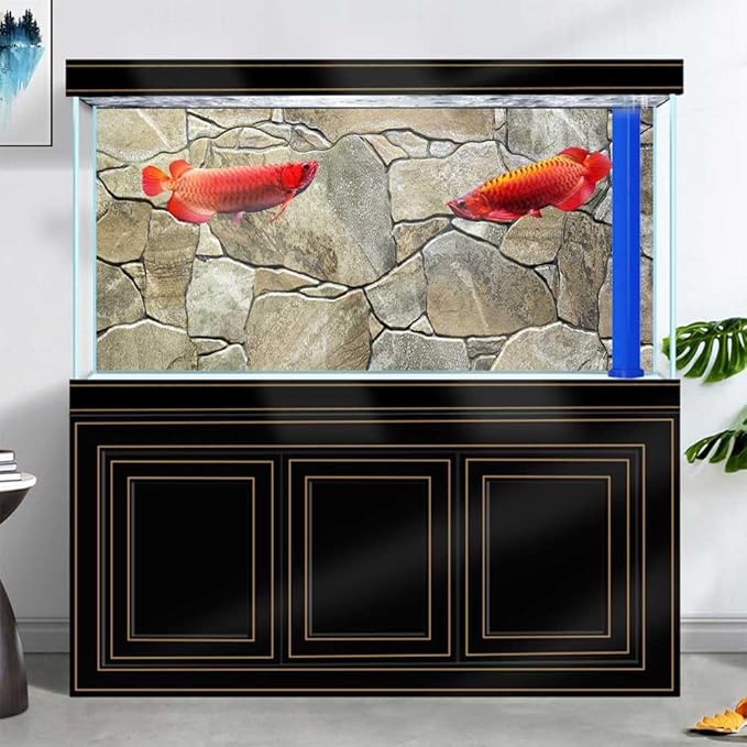 36X24IN Marble Aquarium Background, Art Marble Aquarium Background, Natural Marble Glass Terrarium Background with 8 EVA Double-Sided Tape