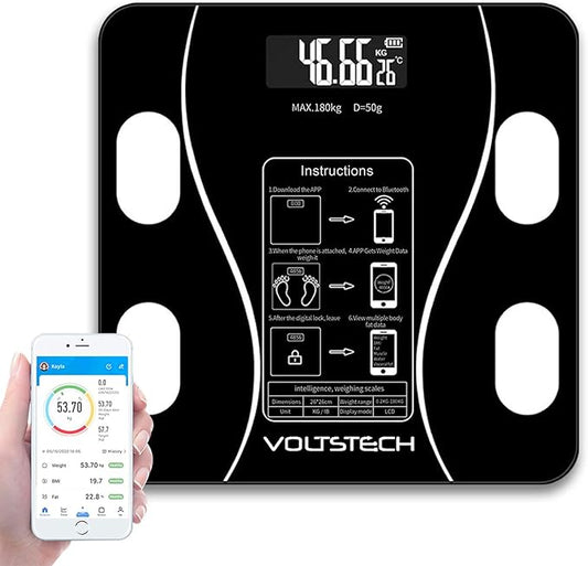 Smart Scale for Body Weight, Digital Bathroom Scale with BMI, Muscle Mass, Bluetooth Body Fat Scale, Body Composition Analyzer with Smart APP Sync Weight Scale, 400 lbs - Black